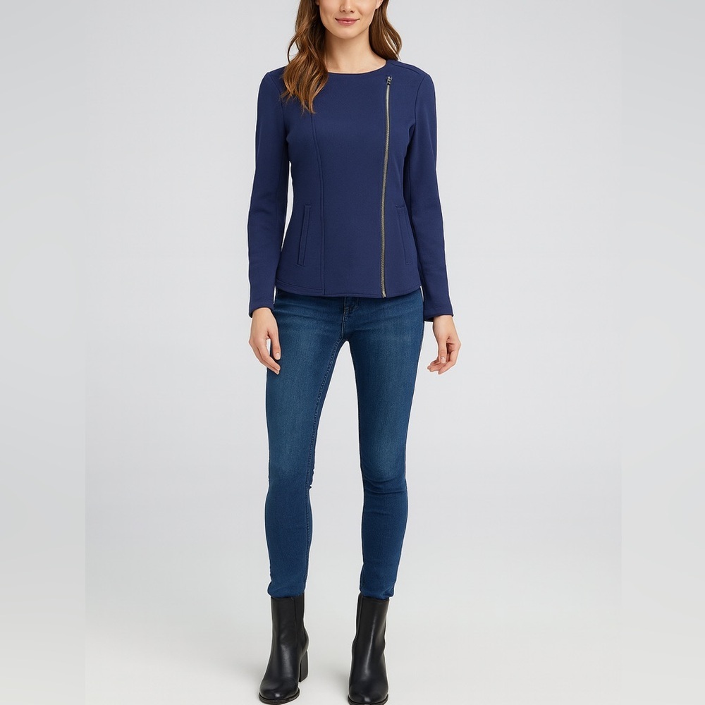 Elegant Navy Asymmetrical Blazer